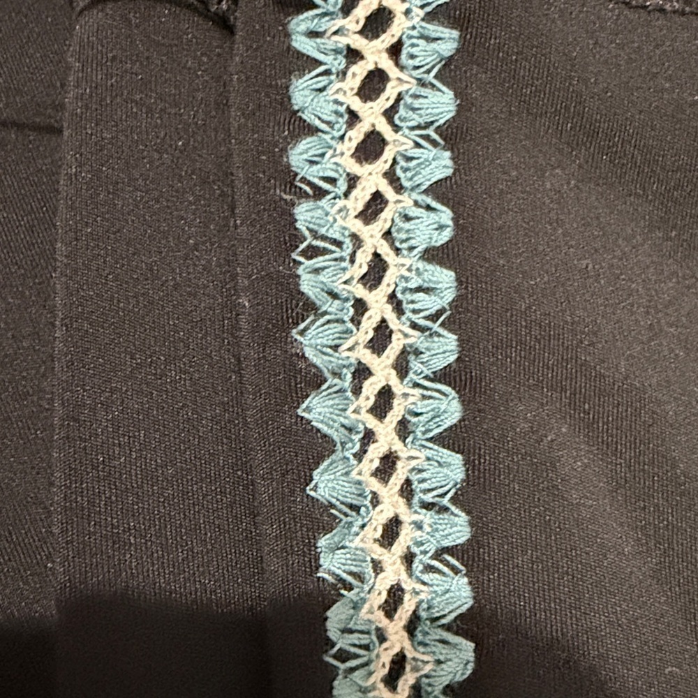 NWT Nike Yoga Black Leggings with Blue Embroidered Accents - Picture 4 of 7